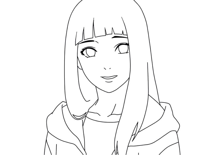 Dibujo de Cara Hinata Sonriendo para Colorear