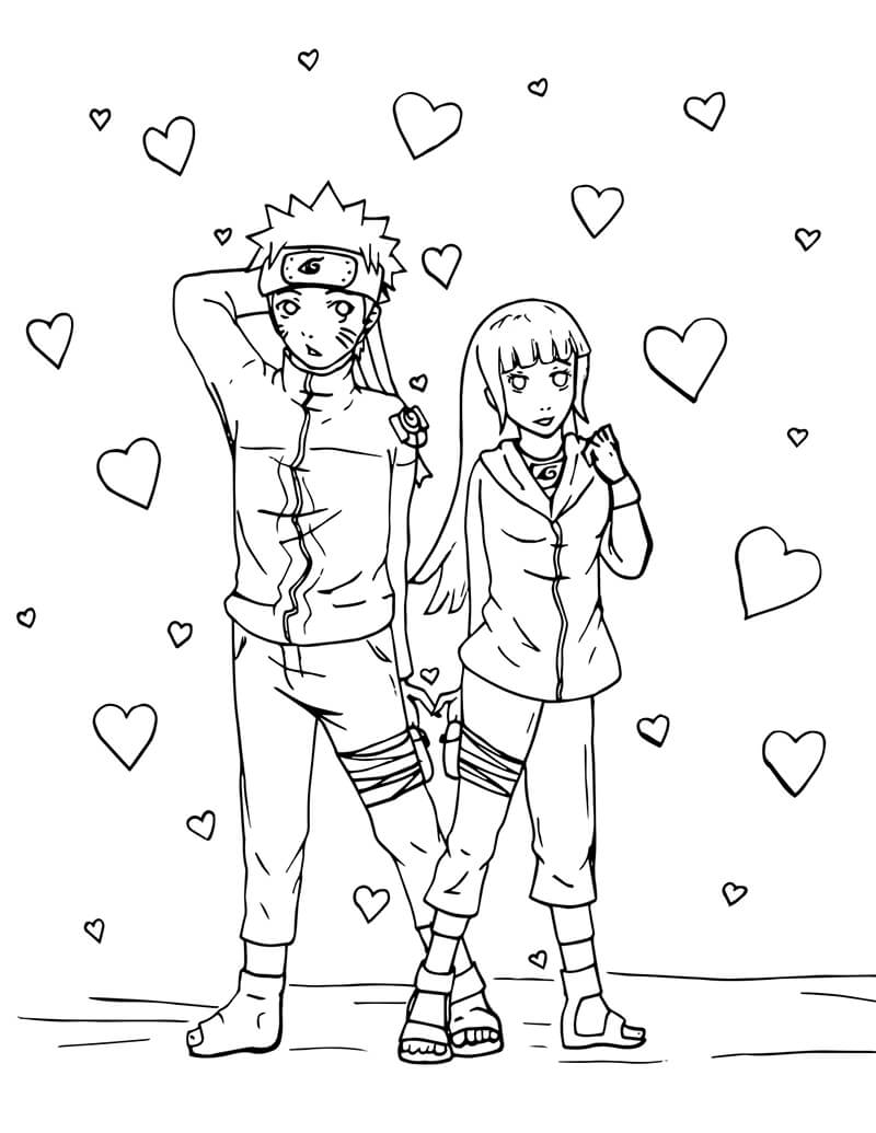 Dibujo de Hinata y Naruto para Colorear