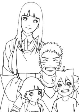 Dibujo de Hinata y Familia para Colorear