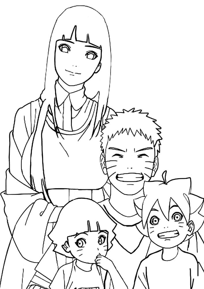 Dibujo de Hinata y Familia para Colorear