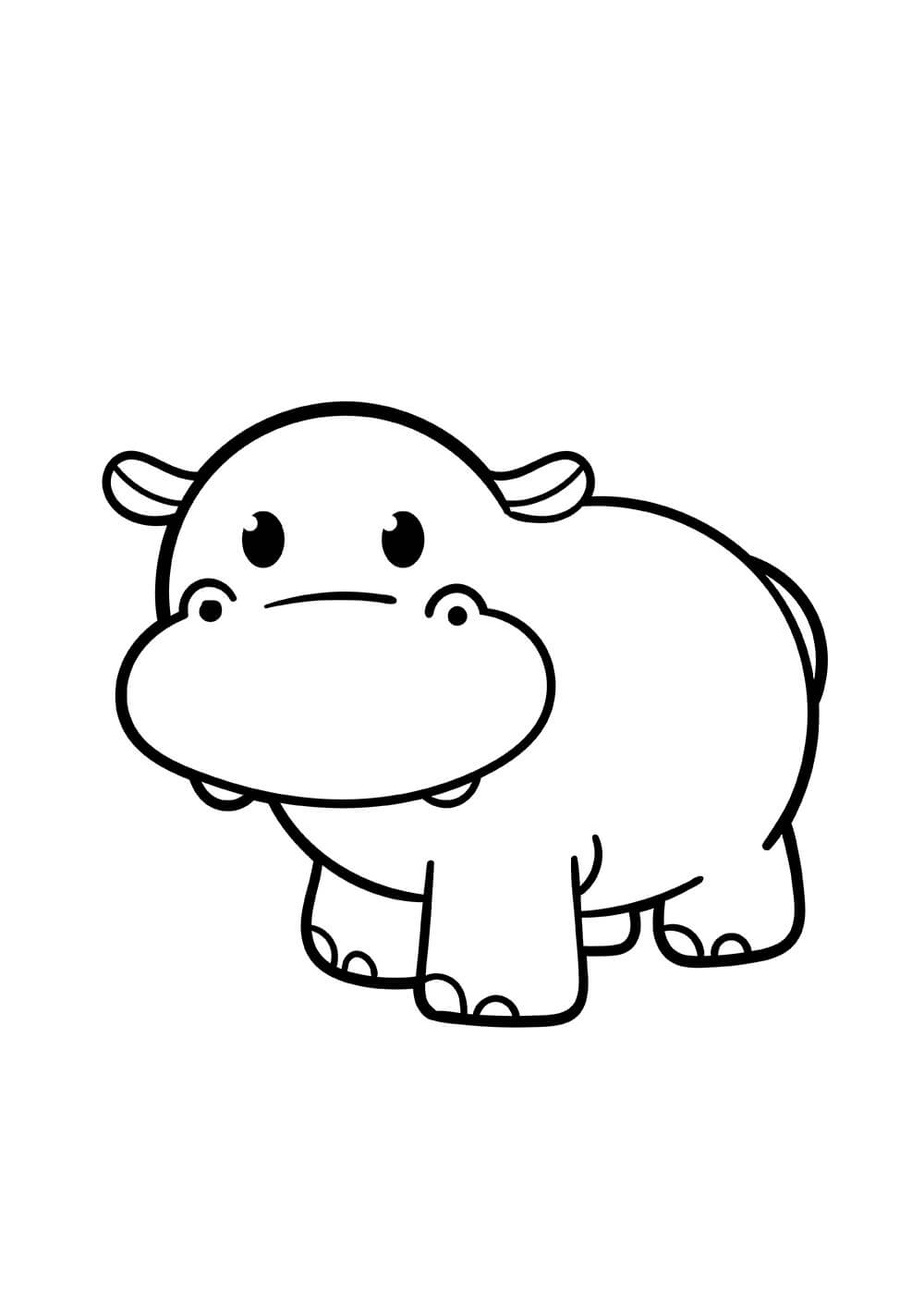 Dibujo de Adorable hipopótamo para Colorear