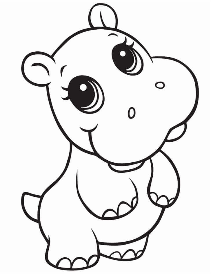 Dibujo de Bebé hipopótamo para Colorear