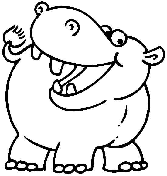 Dibujo de Divertido hipopótamo para Colorear
