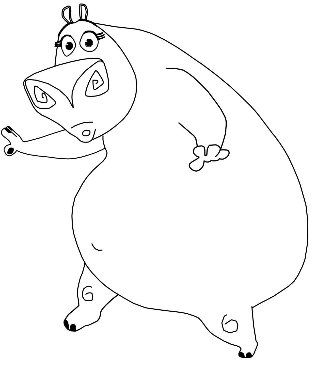 Dibujo de Gloria la hipopótamo para Colorear