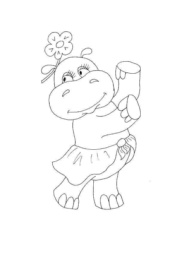 Dibujo de Hipopótamo Bailando para Colorear