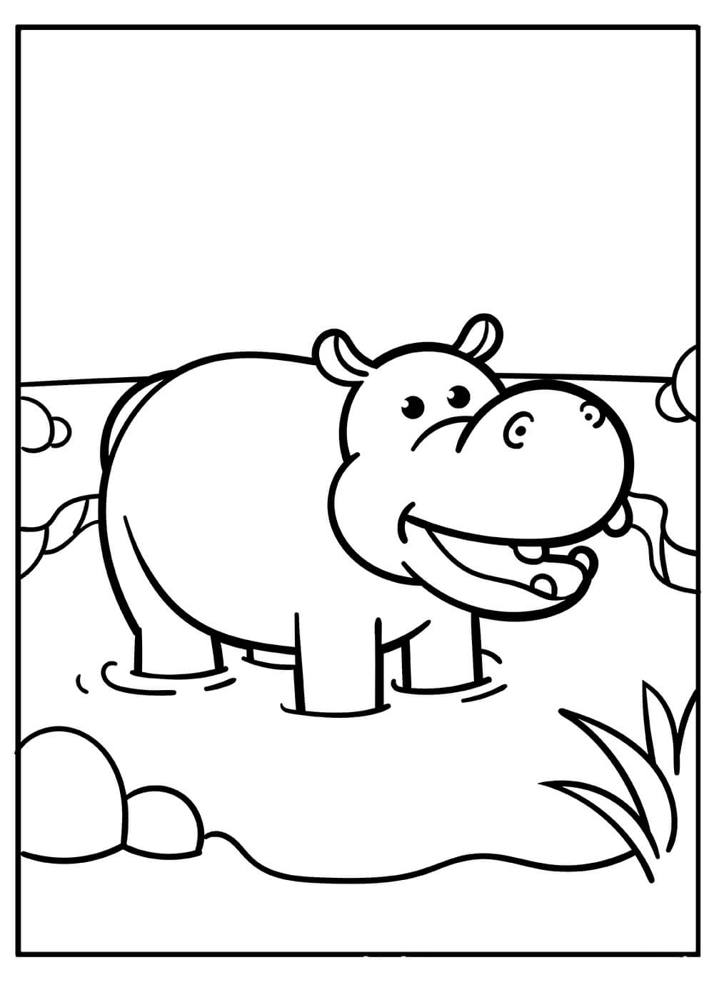 Dibujo de Hipopótamo Bajo el Agua para Colorear