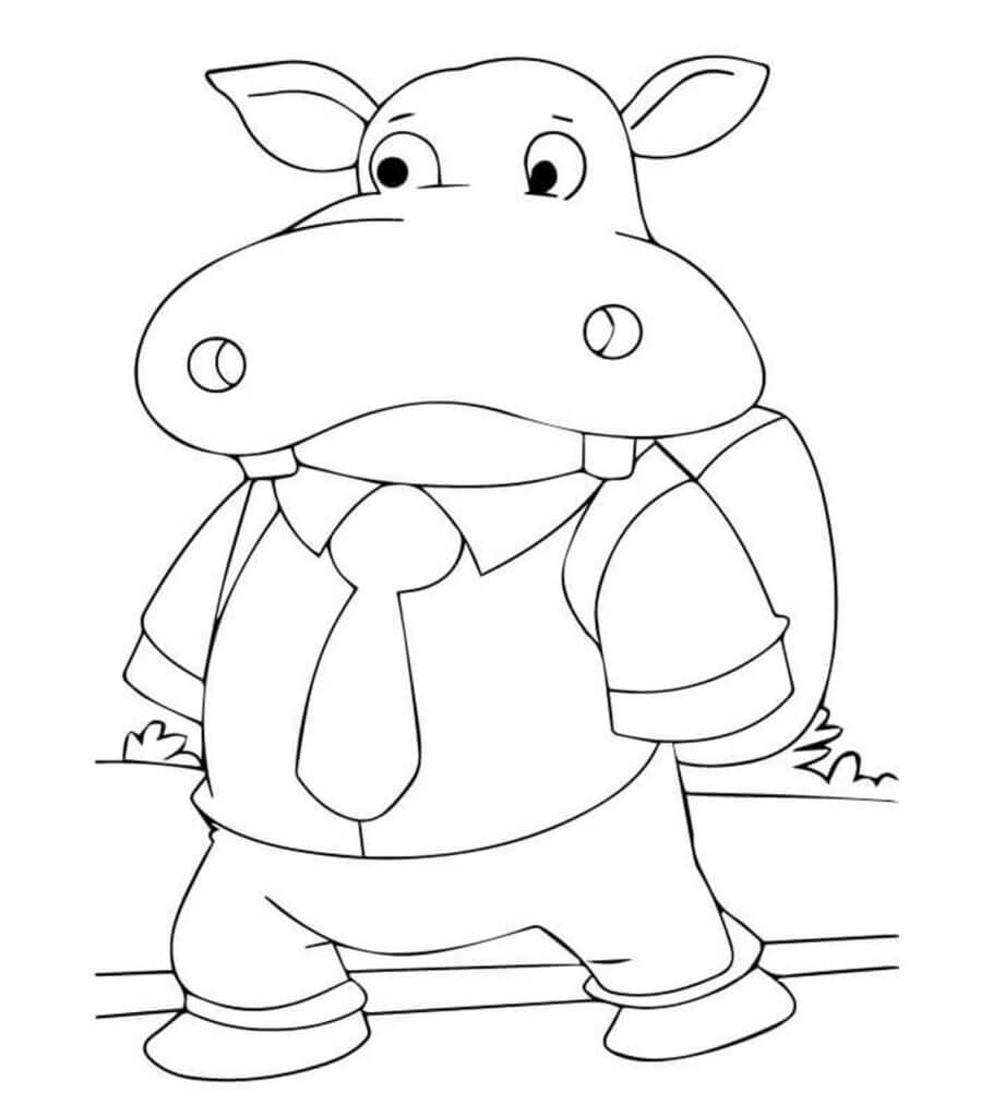 Dibujo de Hipopótamo de Pie para Colorear