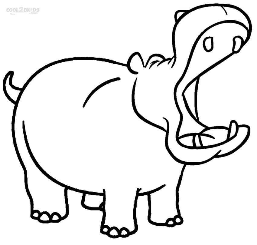 Dibujo de Hipopótamo Divertido para Colorear