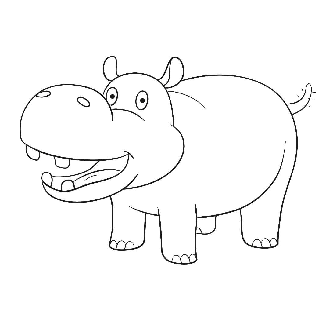 Dibujo de Hipopótamo Imprimible para Colorear