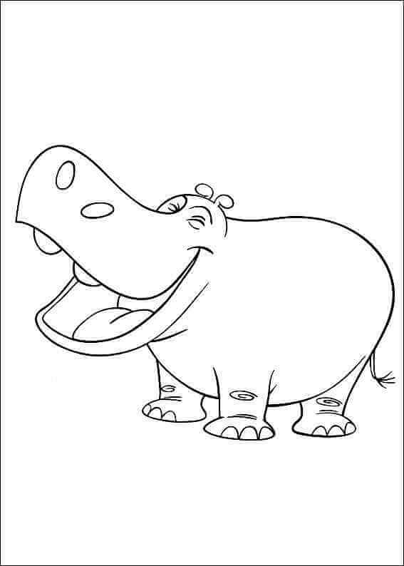 Dibujo de Hipopótamo Riendo para Colorear
