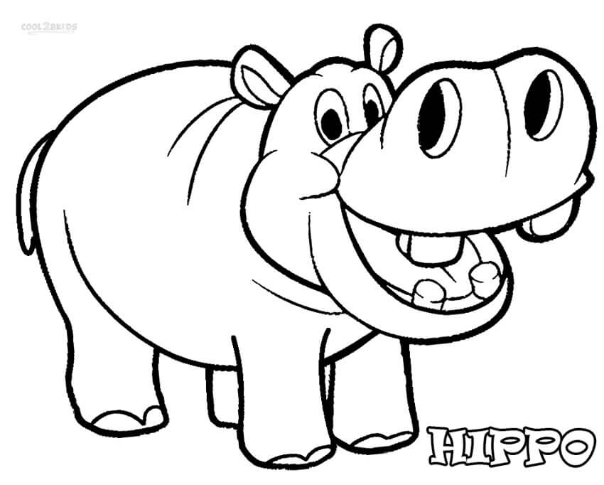 Dibujo de Hipopótamo Simple para Colorear