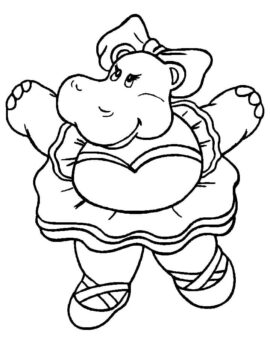 Dibujo de Lindo hipopótamo Bailando para Colorear