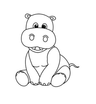 Dibujo de Lindo hipopótamo Sentado para Colorear