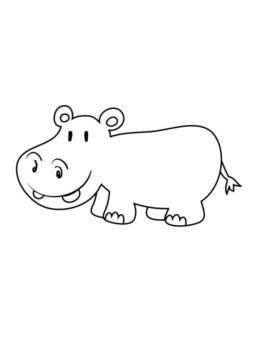 Dibujo de Lindo hipopótamo Sonriente para Colorear