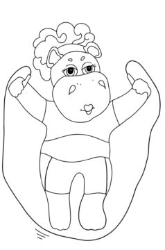 Dibujo de Saltar la Cuerda de hipopótamo para Colorear