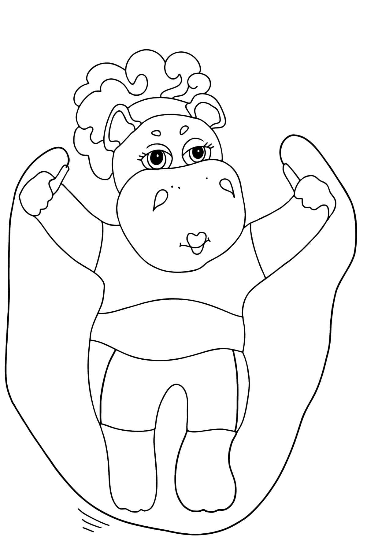 Dibujo de Saltar la Cuerda de hipopótamo para Colorear