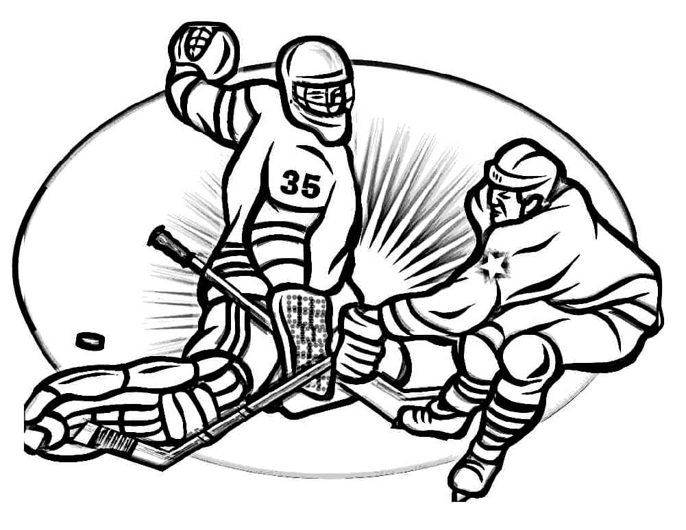 Dibujo de Dos Jugadores de Hockey para Colorear