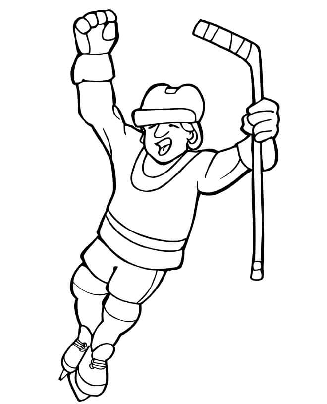 Dibujo de Feliz Jugador de Hockey para Colorear