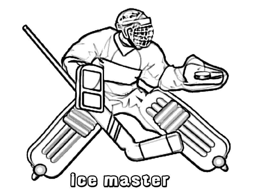 Dibujo de Hockey Sobre Hielo Maestro para Colorear