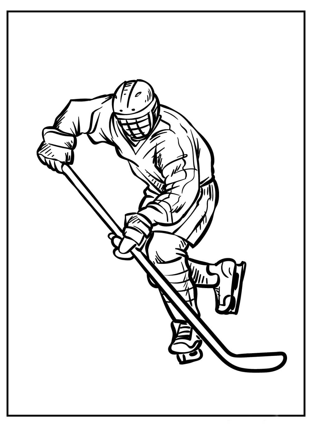 Dibujo de Hombre Jugando al Hockey para Colorear