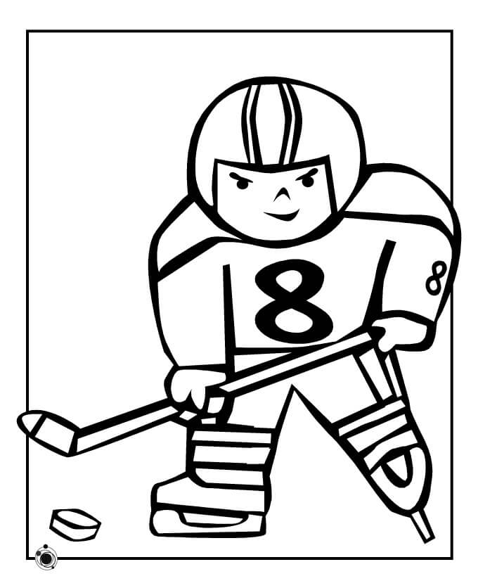Dibujo de Impresionante Jugador de Hockey para Colorear
