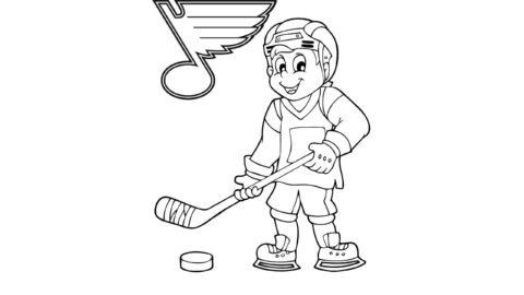 Dibujo de Nio Divertido Jugando Hockey para Colorear