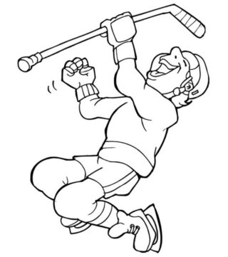 Dibujo de Nio Feliz Jugando al Hockey para Colorear