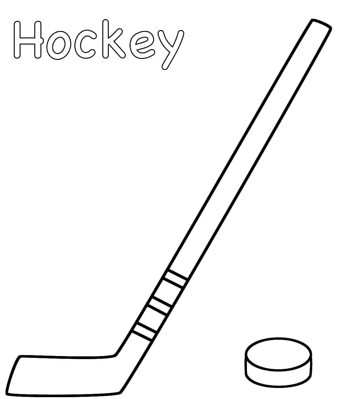 Dibujo de Palo de Hockey con Puck para Colorear