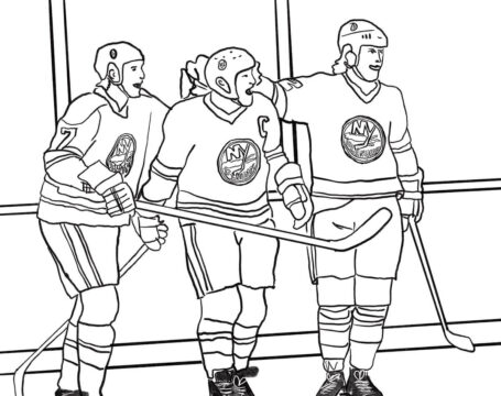 Dibujo de Tres Jugadores de Hockey para Colorear