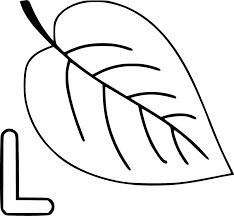 Dibujo de Letra L y una Hoja Grande para Colorear
