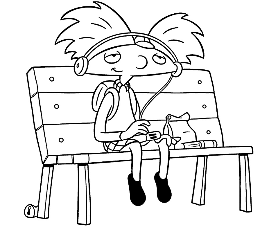 Dibujo de Arnold Escuchando música para Colorear