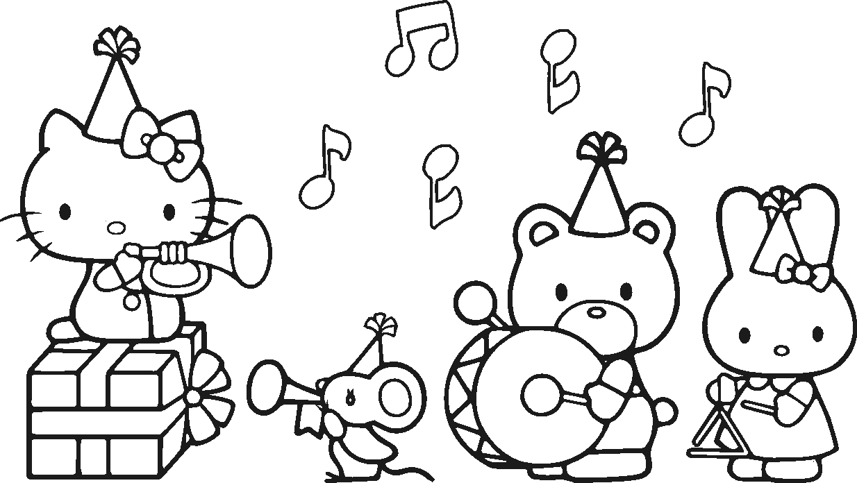 Dibujo de Concierto de Hola Gatita para Colorear