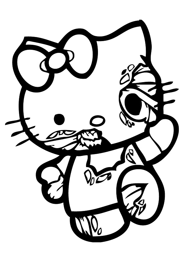 Dibujo de Zombi Hola Gatita para Colorear