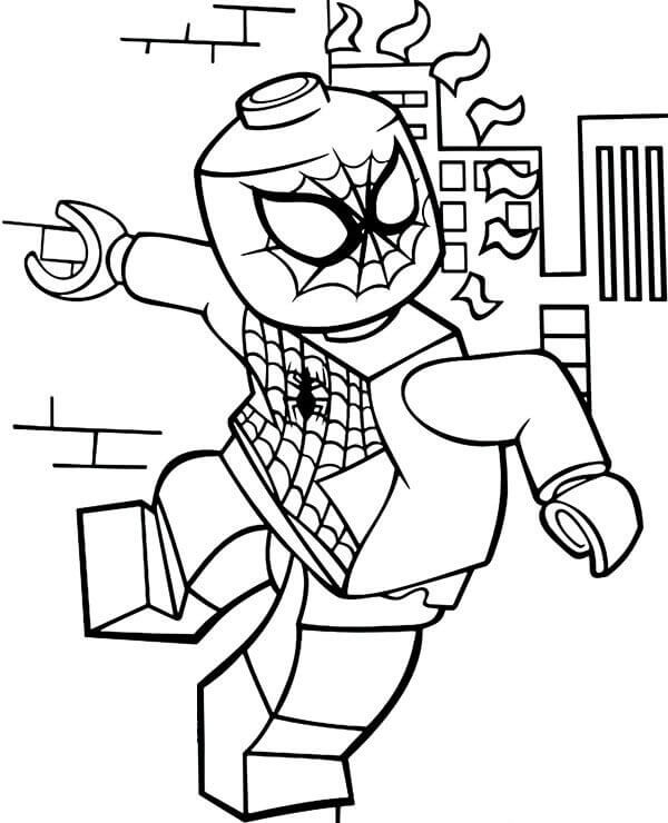 Dibujo de Buen Hombre araña Lego para Colorear