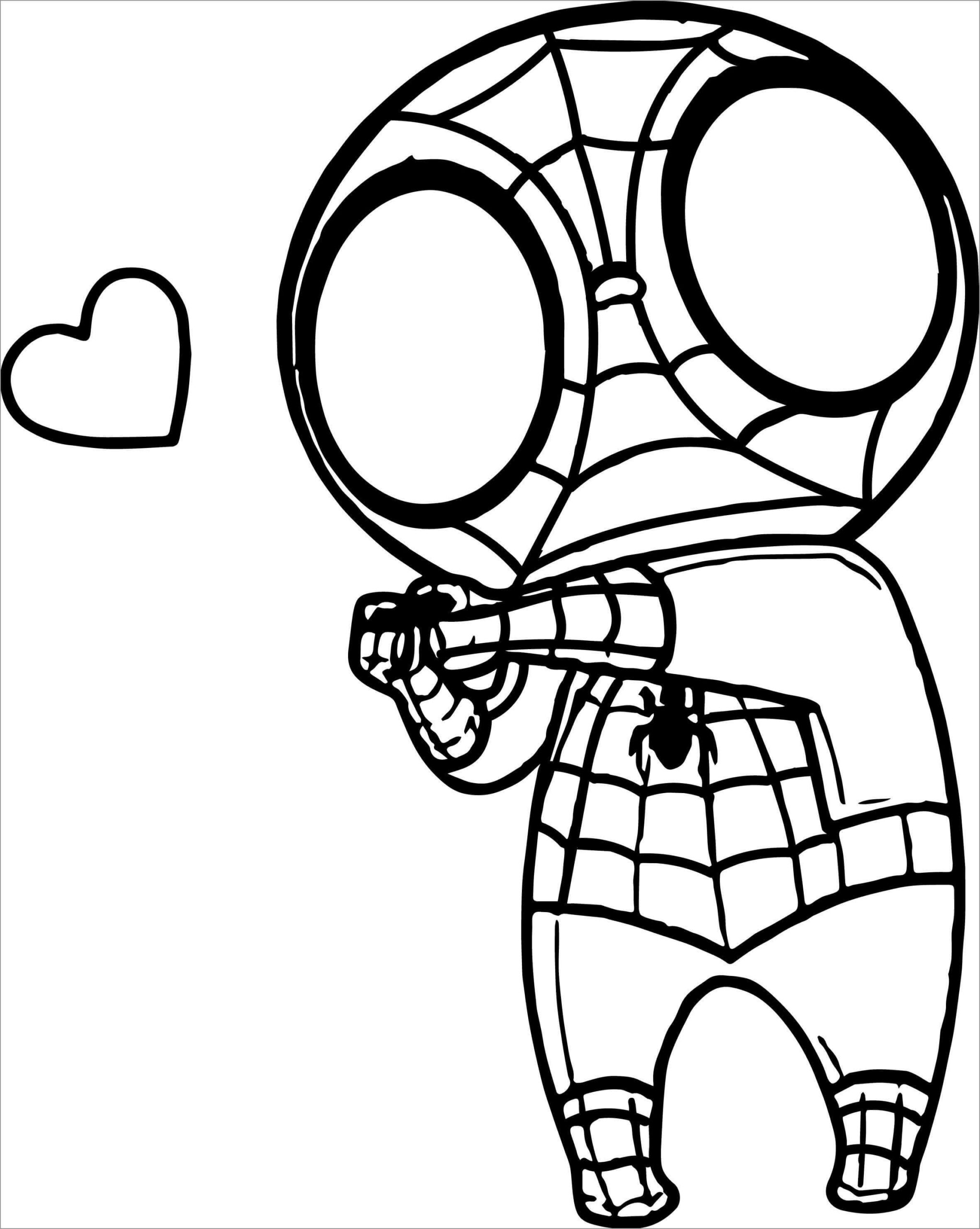 Dibujo de Chibi Hombre araña Lindo para Colorear
