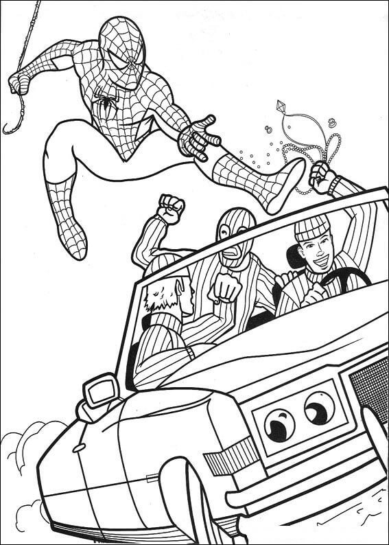 Dibujo de El Hombre araña Atrapa Criminales para Colorear