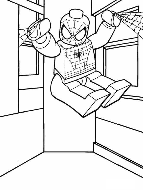 Dibujo de Genial Hombre araña de Lego para Colorear