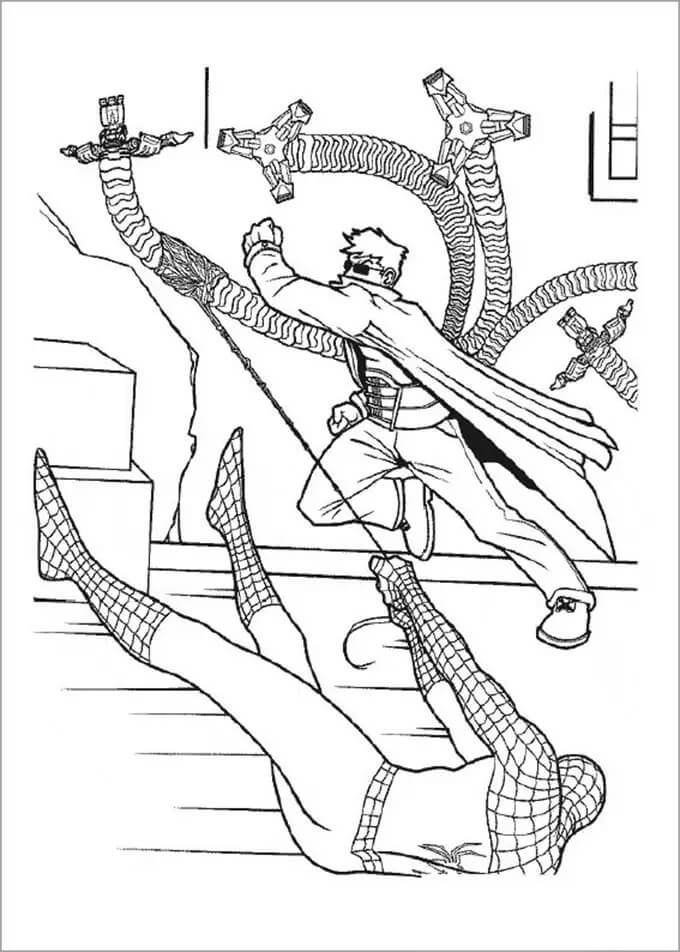 Dibujo de Hombre araña básico Vs Dr Octopus para Colorear