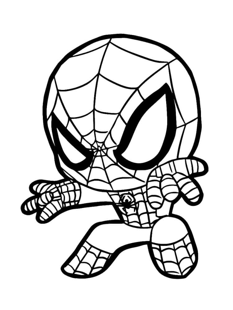 Dibujo de Hombre araña Chibi para Colorear