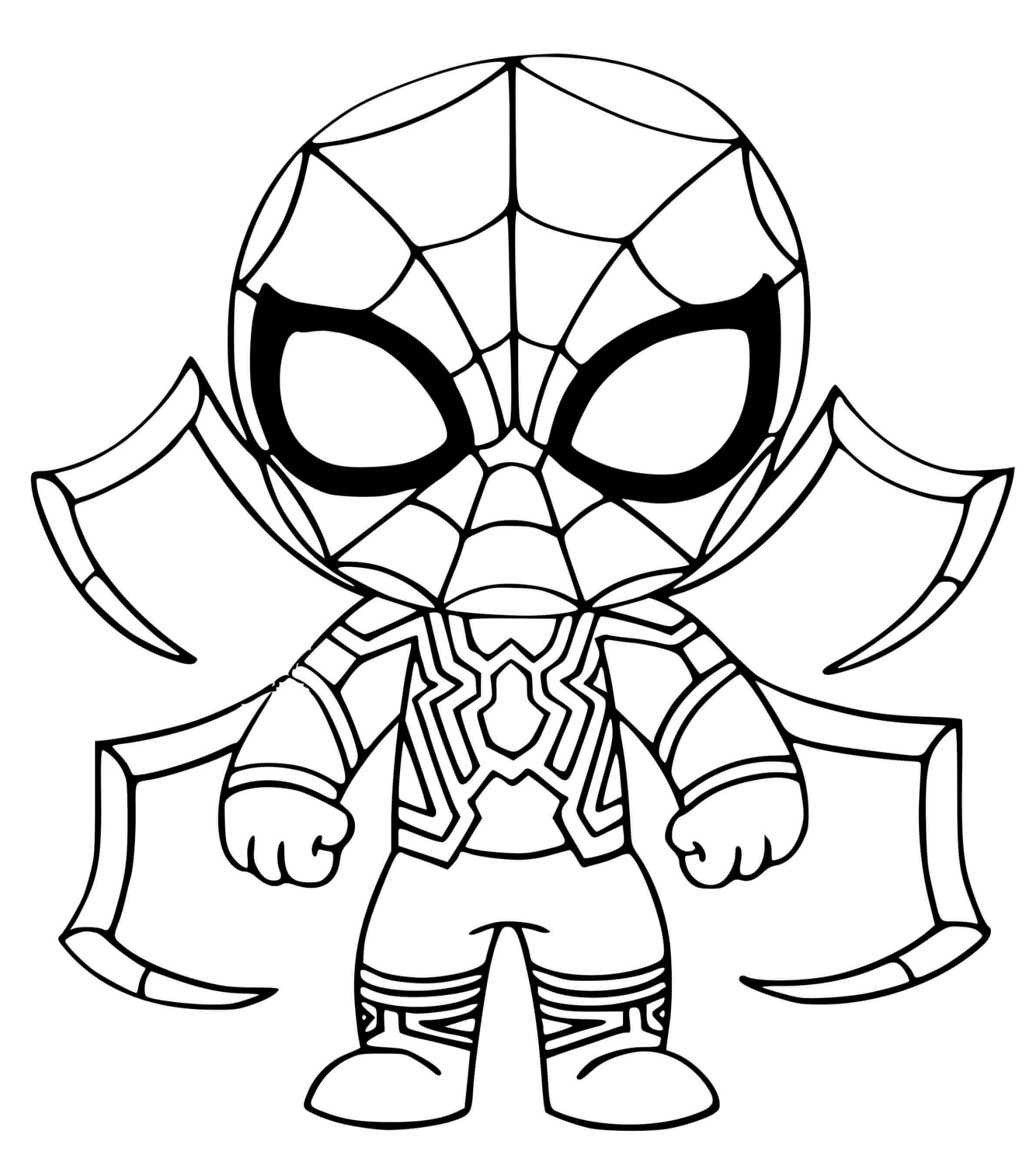 Dibujo de Hombre araña de Hierro Chibi para Colorear