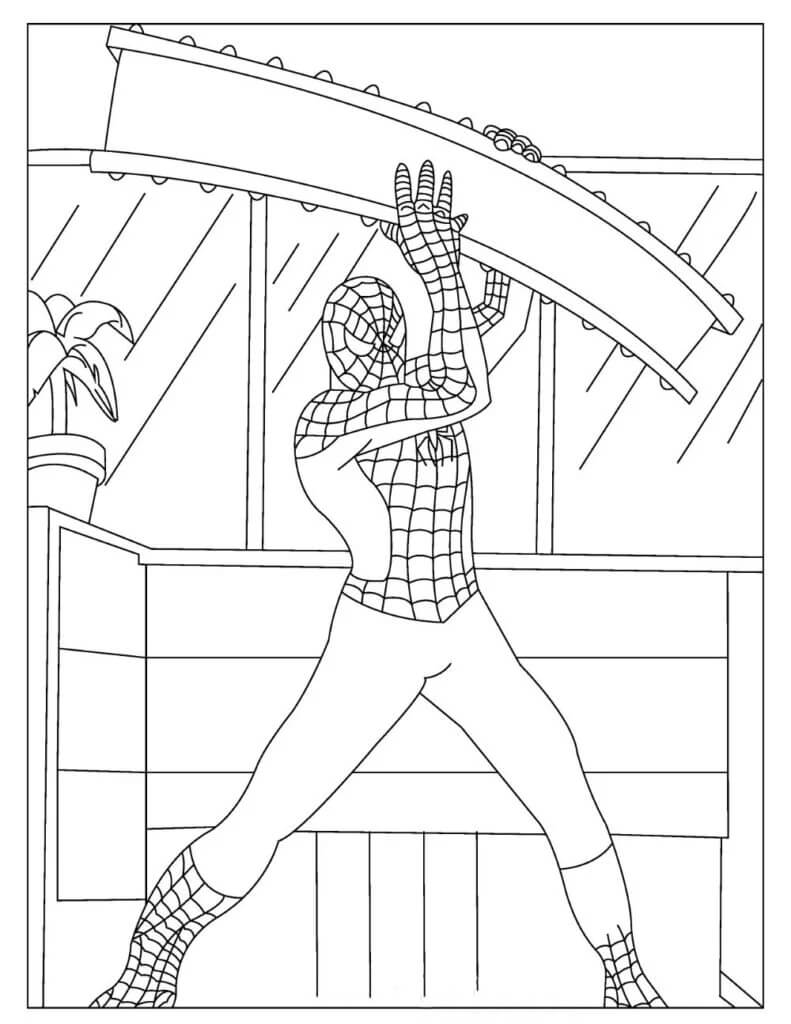Dibujo de Hombre araña Sosteniendo Arma para Colorear