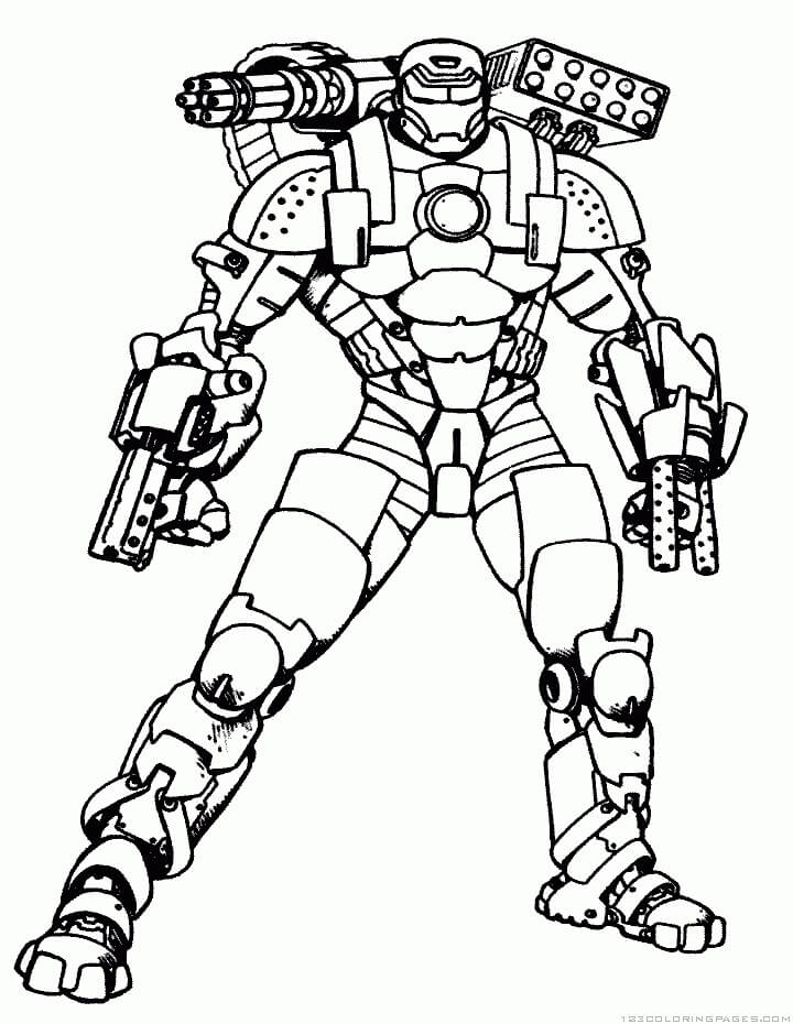 Dibujo de Ironman con Armas para Colorear