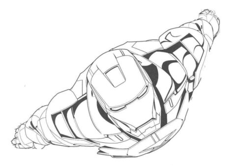 Dibujo de Ironman Volando para Colorear