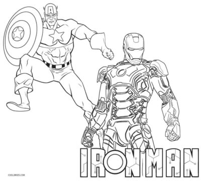 Dibujo de Ironman y el capitán América para Colorear