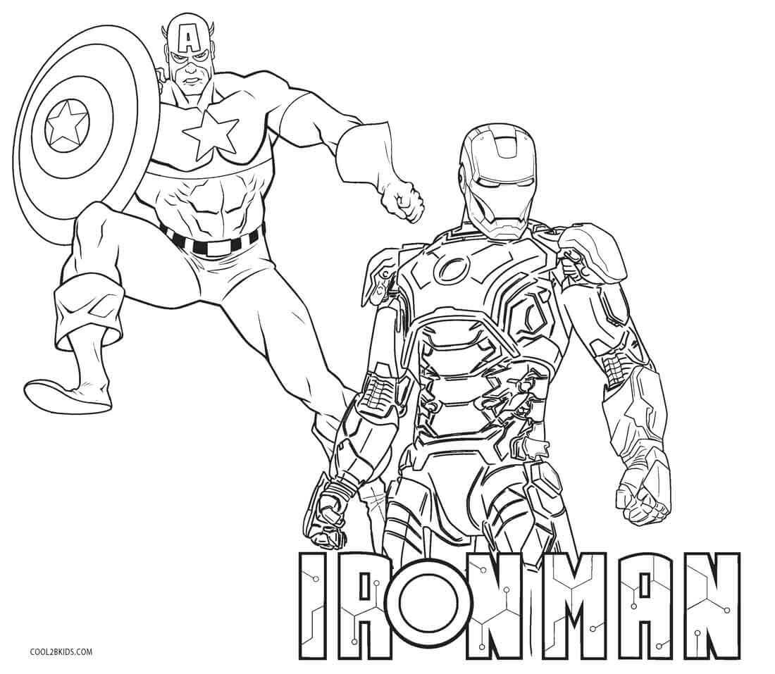 Dibujo de Ironman y el capitán América para Colorear