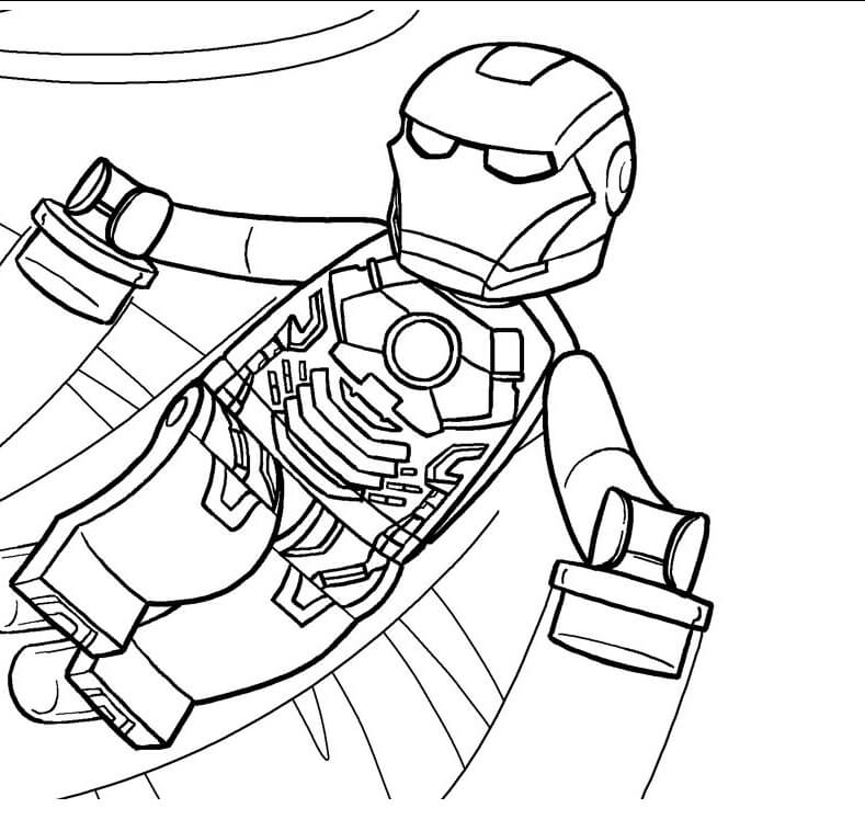 Dibujo de Lego Ironman Volador para Colorear