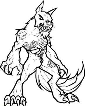 Dibujo de Hombre Lobo No Muerto para Colorear