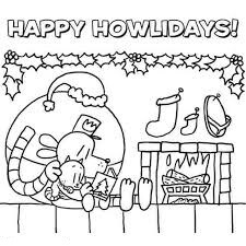 Dibujo de Feliz Navidad Perro Hombre para Colorear