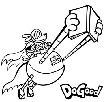 Dibujo de Perro Hombre Vuelo para Colorear