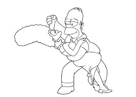 Dibujo de Homer Simpson Bailando con Su Esposa para Colorear